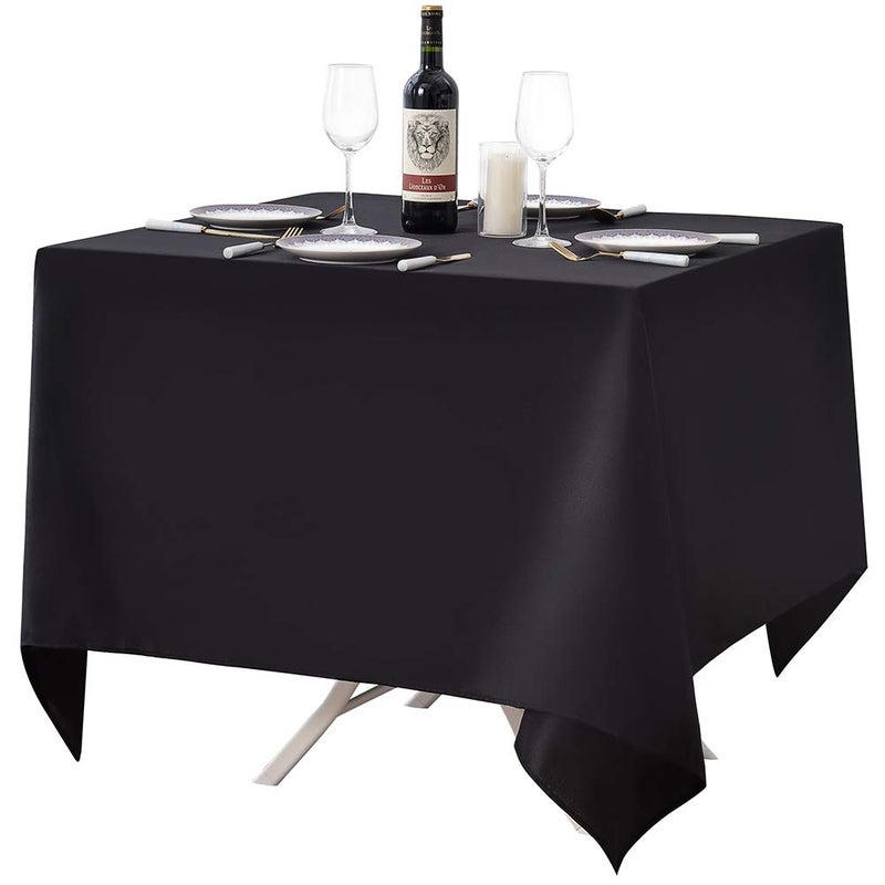Surmente Black Square Tablecloth-70x70 Inch Table Cloth for Small Square Tables,Washable Polyester Table Cover for Weddings, Banquets, or Restaurants - Image 1